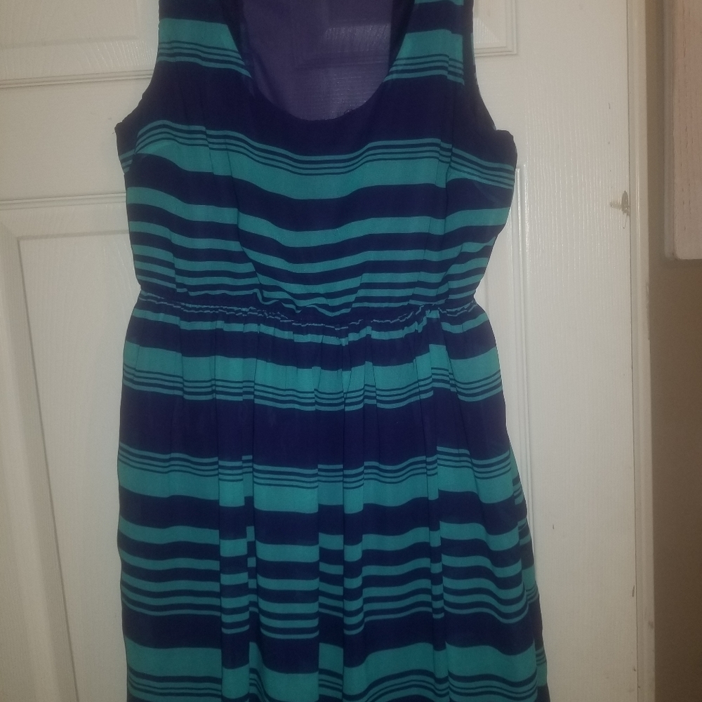 Large Purple and blue striped dress by Attention